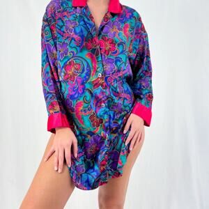 Victoria’s Secret Vintage Women Red Floral Sleepwear Top Size M